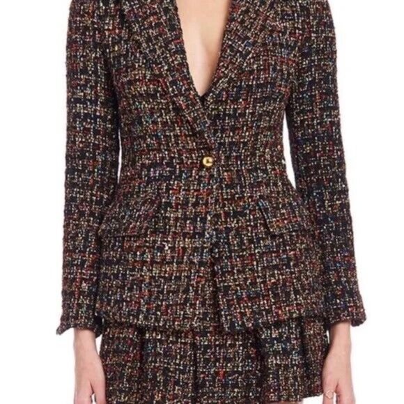 AMANDA UPRICHARD Aldridge Blazer Jacket Tweed Rainbow Metallic Size S Small XS - Picture 2 of 14